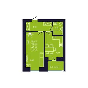 1-к квартира, вторичка, 42м2, 11/12 этаж