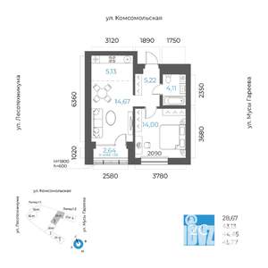 2-к квартира, вторичка, 44м2, 4/24 этаж
