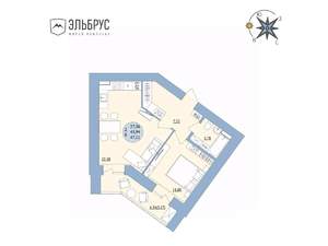 2-к квартира, вторичка, 47м2, 12/20 этаж