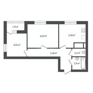 2-к квартира, вторичка, 57м2, 4/21 этаж