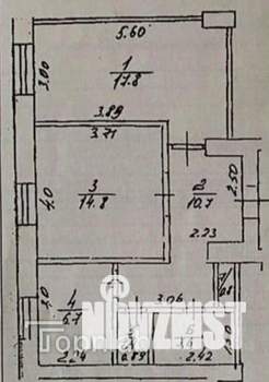 2-к квартира, вторичка, 55м2, 1/4 этаж