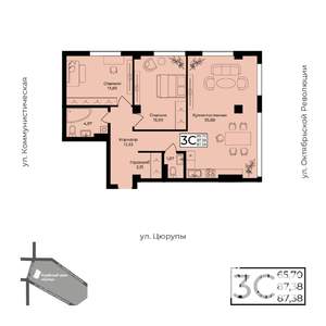 3-к квартира, вторичка, 88м2, 17/19 этаж