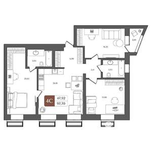 4-к квартира, строящийся дом, 98м2, 3/21 этаж