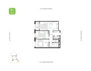 2-к квартира, вторичка, 73м2, 11/12 этаж