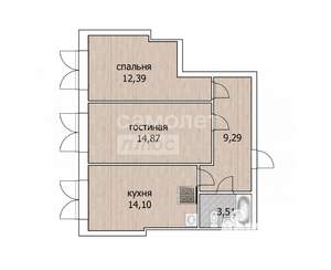 2-к квартира, вторичка, 54м2, 6/22 этаж