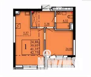 1-к квартира, вторичка, 41м2, 2/21 этаж