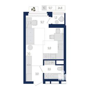 1-к квартира, вторичка, 25м2, 2/22 этаж