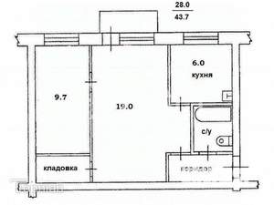 2-к квартира, вторичка, 42м2, 4/5 этаж