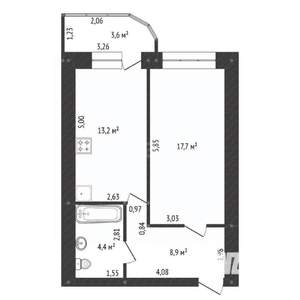 1-к квартира, вторичка, 44м2, 13/15 этаж