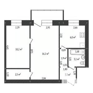 2-к квартира, вторичка, 42м2, 3/5 этаж