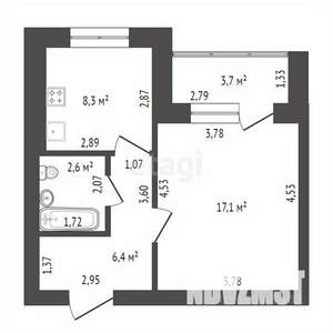 1-к квартира, вторичка, 37м2, 9/14 этаж