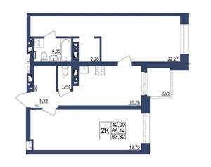 2-к квартира, строящийся дом, 68м2, 34/34 этаж