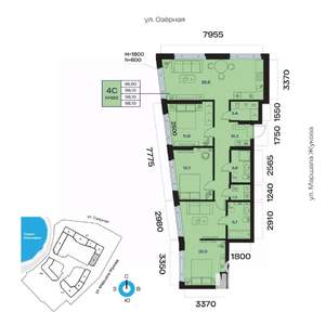 4-к квартира, вторичка, 98м2, 13/32 этаж