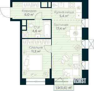 1-к квартира, вторичка, 45м2, 13/15 этаж