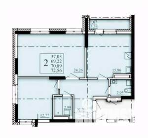2-к квартира, строящийся дом, 71м2, 3/25 этаж