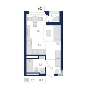 1-к квартира, вторичка, 25м2, 13/22 этаж