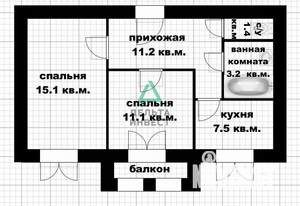 2-к квартира, вторичка, 50м2, 4/5 этаж