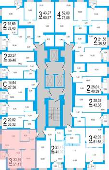 3-к квартира, вторичка, 51м2, 18/25 этаж