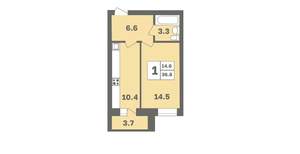 1-к квартира, вторичка, 37м2, 2/12 этаж