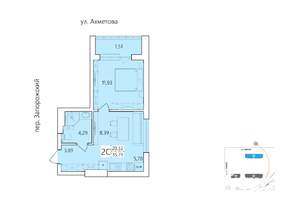 2-к квартира, строящийся дом, 36м2, 19/25 этаж