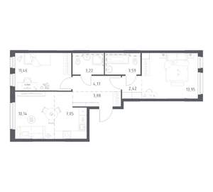 2-к квартира, вторичка, 60м2, 10/12 этаж