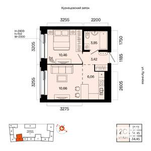 2-к квартира, вторичка, 34м2, 22/23 этаж