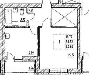 1-к квартира, сданный дом, 39м2, 4/25 этаж