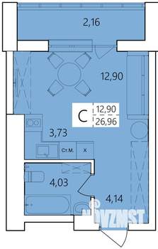Студия квартира, строящийся дом, 27м2, 8/25 этаж