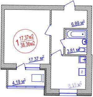 1-к квартира, строящийся дом, 38м2, 5/14 этаж
