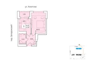 1-к квартира, строящийся дом, 32м2, 21/25 этаж