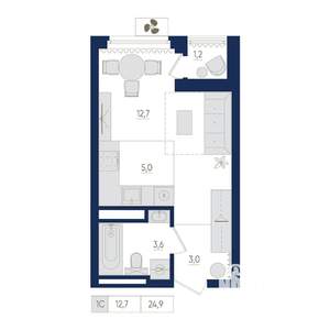 1-к квартира, вторичка, 25м2, 14/22 этаж