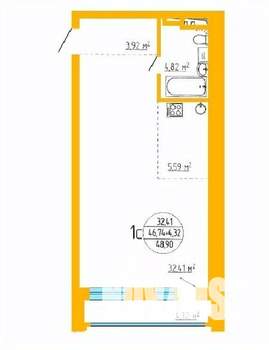 2-к квартира, строящийся дом, 47м2, 8/16 этаж