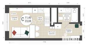 Студия квартира, вторичка, 23м2, 6/33 этаж