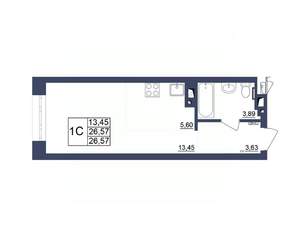 Студия квартира, строящийся дом, 27м2, 24/34 этаж