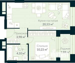1-к квартира, строящийся дом, 40м2, 11/30 этаж