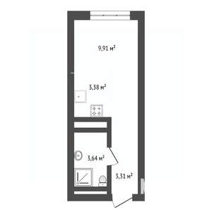 Студия квартира, вторичка, 20м2, 5/25 этаж