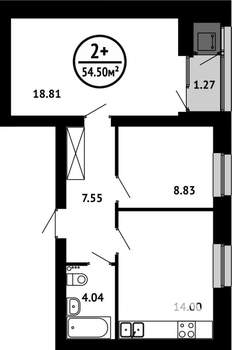 2-к квартира, вторичка, 55м2, 2/8 этаж