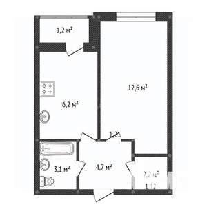 1-к квартира, вторичка, 31м2, 12/13 этаж