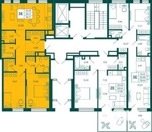 2-к квартира, строящийся дом, 86м2, 2/16 этаж