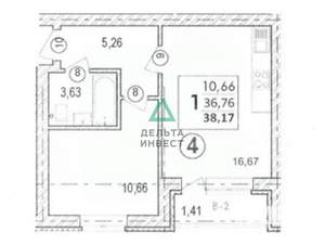 1-к квартира, вторичка, 37м2, 1/5 этаж