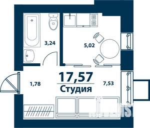 Студия квартира, строящийся дом, 18м2, 3/5 этаж