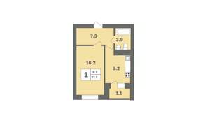 1-к квартира, вторичка, 38м2, 9/9 этаж