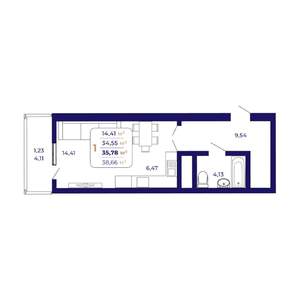 1-к квартира, вторичка, 36м2, 3/25 этаж