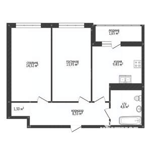 2-к квартира, вторичка, 52м2, 12/25 этаж