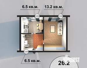 1-к квартира, вторичка, 26м2, 4/5 этаж