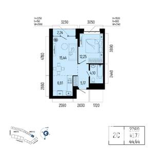 2-к квартира, вторичка, 44м2, 10/25 этаж