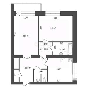 2-к квартира, вторичка, 75м2, 2/5 этаж
