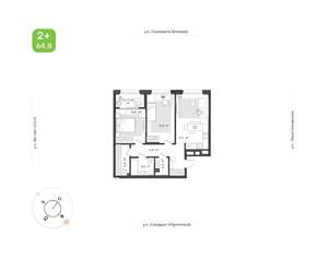 2-к квартира, вторичка, 65м2, 2/12 этаж