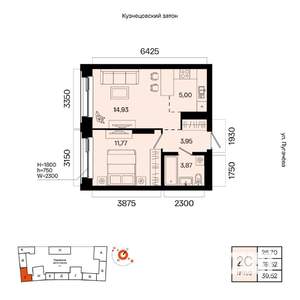 2-к квартира, вторичка, 40м2, 3/7 этаж