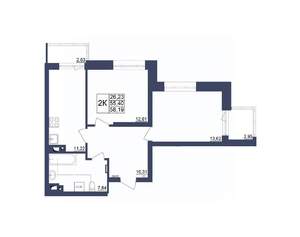 2-к квартира, строящийся дом, 56м2, 3/34 этаж